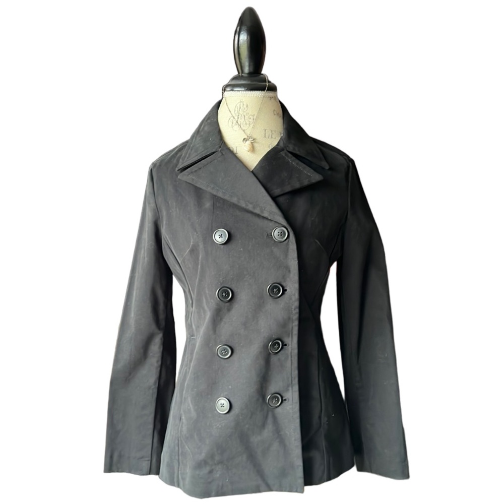 Gap Black 4 Button Down Fitted Style Peacoat, Siz… - image 1